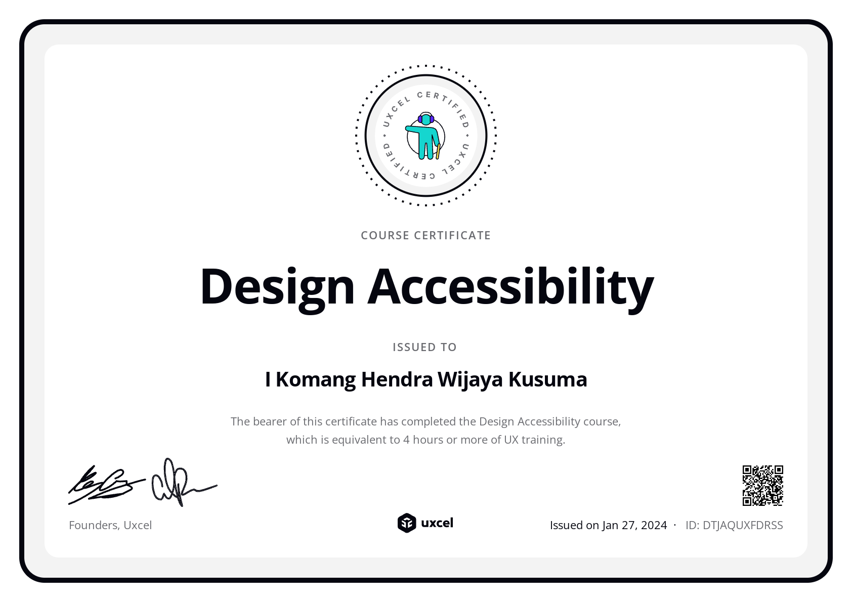 I Komang Hendra Wijaya Kusuma's certificate